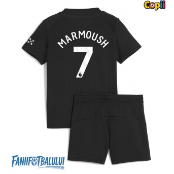 Manchester City Omar Marmoush #7 Echipament de Fotbal Replică 2025-26 Copii Deplasare (+ Șorturi)